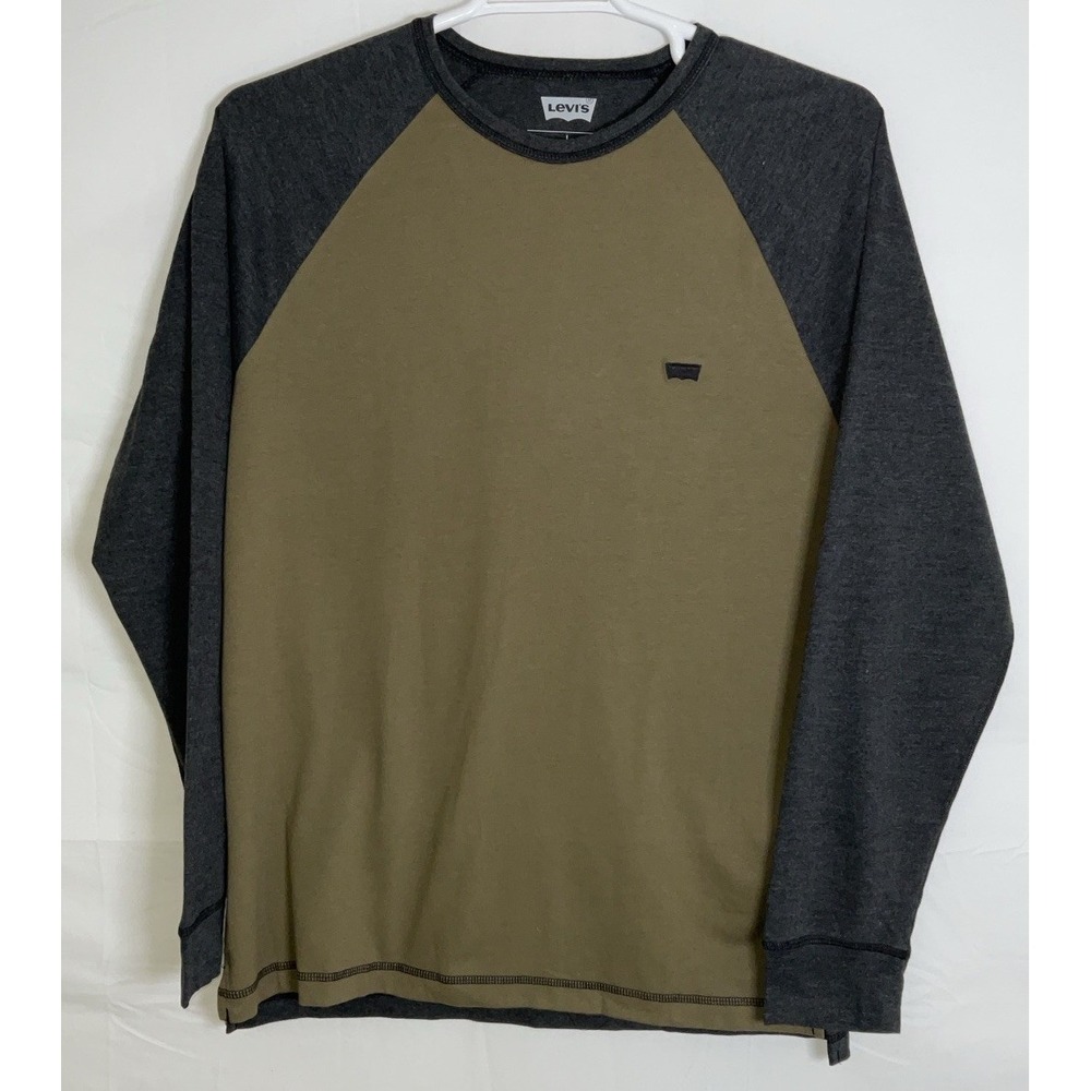 NWOT Men's Levi's Long Sleeve Crew Neck T-Shirt Olive Green & Gray - Large